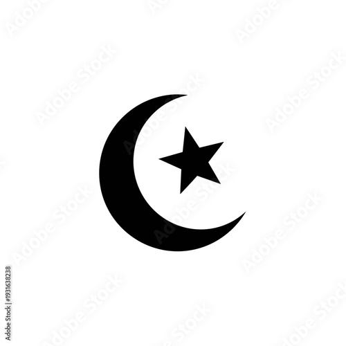 Crescent Moon and Star Symbol Icon 28.