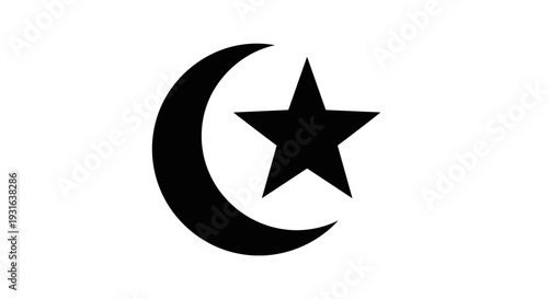 Crescent Moon and Star Symbol Icon 39.