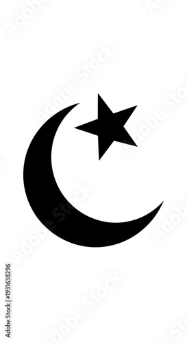 Crescent Moon and Star Symbol Icon 43.