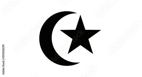 Crescent Moon and Star Symbol Icon 41.