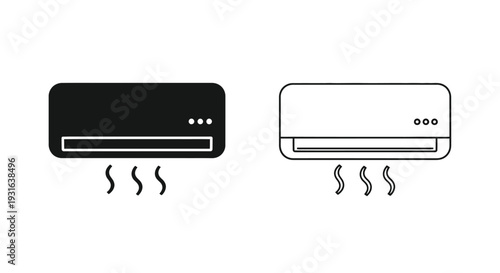 Air conditioner unit illustrations in black and white styles