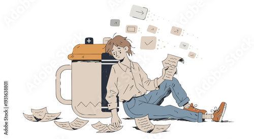 Work Stress Concept Employee Trapped Inside Calendar Deadline Pressure Vector Illustration