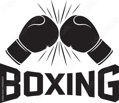Boxing Gloves Logo Vector Powerful Sports Fighting Silhouette Design

