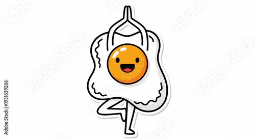 Funny Fried Egg Character Doing Yoga Tree Pose
