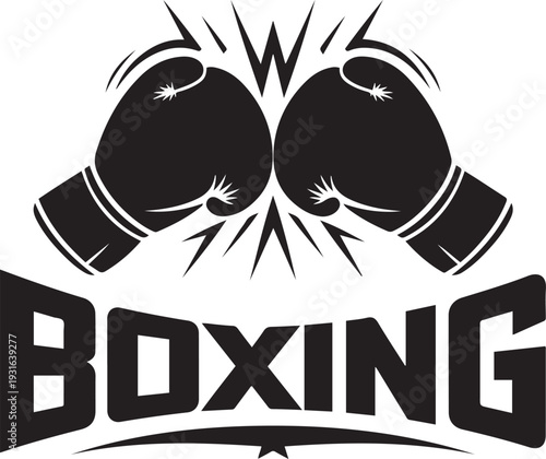 Boxing Gloves Logo Vector Powerful Sports Fighting Silhouette Design
