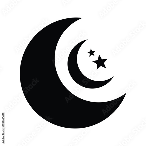 Moon Crescent Stars Vector Symbol Night