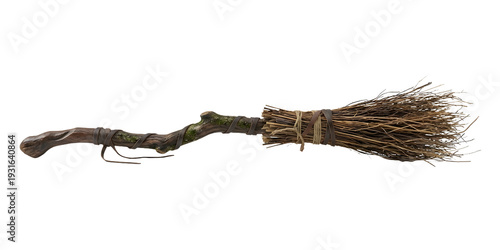A witch broomstick isolated on white or transparent background