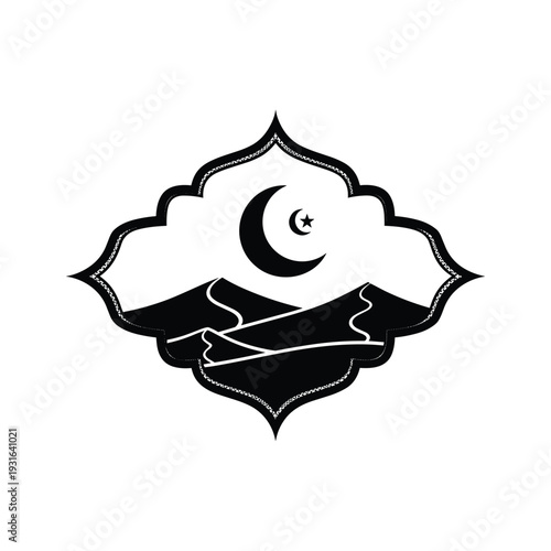 Islamic Crescent Desert Emblem Commercial Design