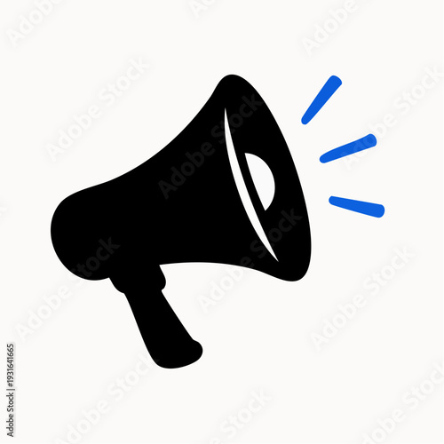 Bold announcement with loudspeaker and dynamic sound waves