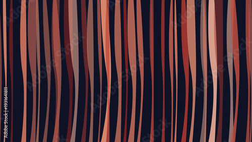 Abstract dark navy background featuring organic vertical wavy lines in earthy shades of brown and peach perfect for modern minimalist wallpaper and textile patterns