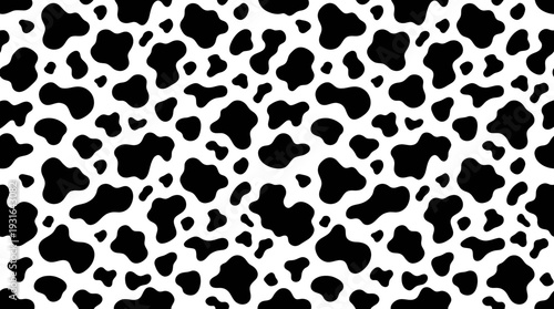 Seamless Cow Print Pattern Black and White Animal Spots Background