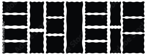 Vector wavy rectangles with red texture. Crayon drawn squares and rectangles with wavy rough edges. doodle hand drawn frames with irregular uneven shapes,irregular red text boxes