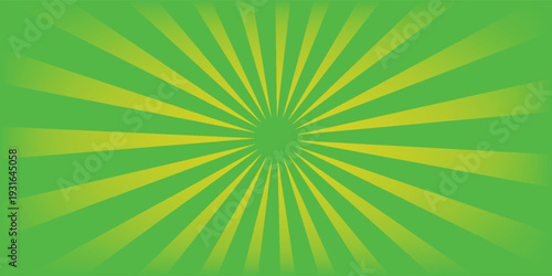 Green and yellow radial burst abstract background with vibrant sunburst rays, dynamic pop art style design for posters, banners, flyers, promotions, advertising layouts, wallpapers.