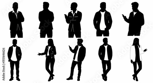 Silhouettes of Business People in Various Poses.