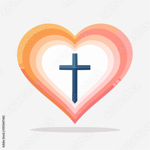 Religious Candle Icon with Christian Cross, Symbolizing Faith, Hope, and Peaceful Remembrance