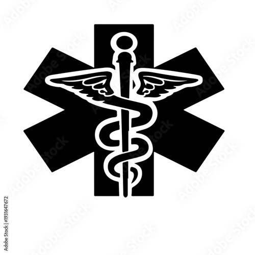 caduceus medical symbol on white