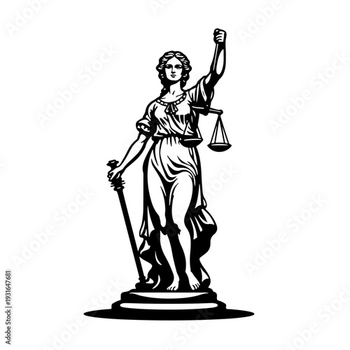 vector illustration of a statue of justice