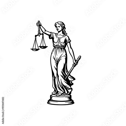 statue of justice on white background