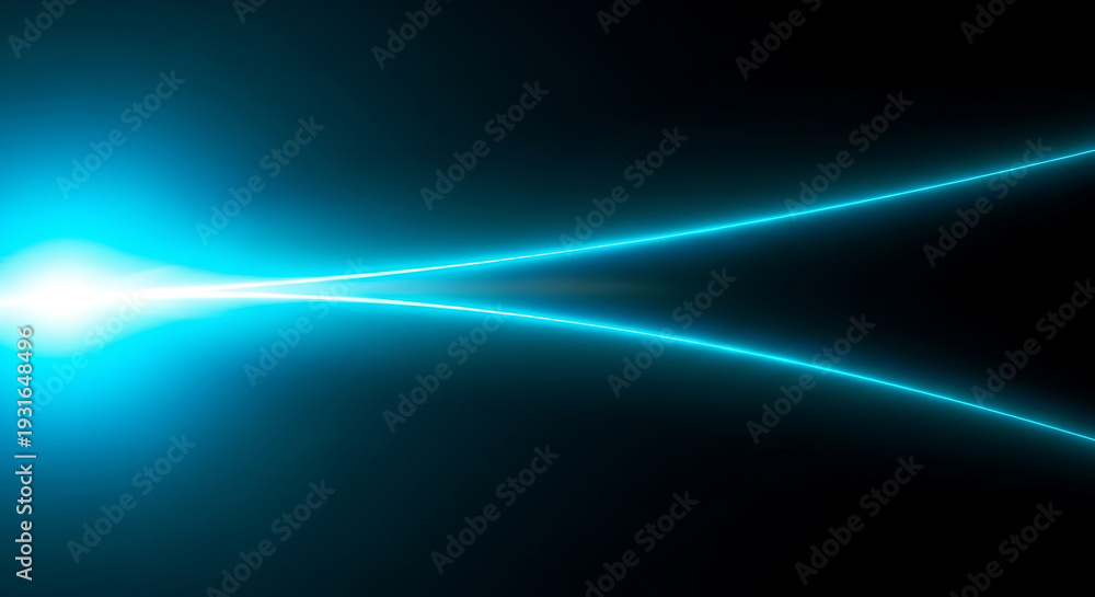 Naklejka premium glowing blue light lines forming a futuristic digital tunnel on a dark background representing speed connection and data flow