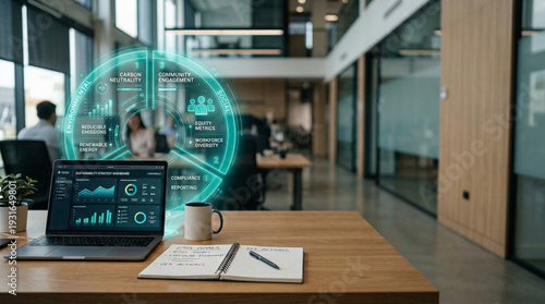 Wallpaper Mural Innovative esg strategies in corporate offices business analytics digital workspace modern environment perspective on sustainability Torontodigital.ca