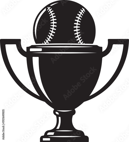 Baseball Trophy Award with Ball on Top of Cup