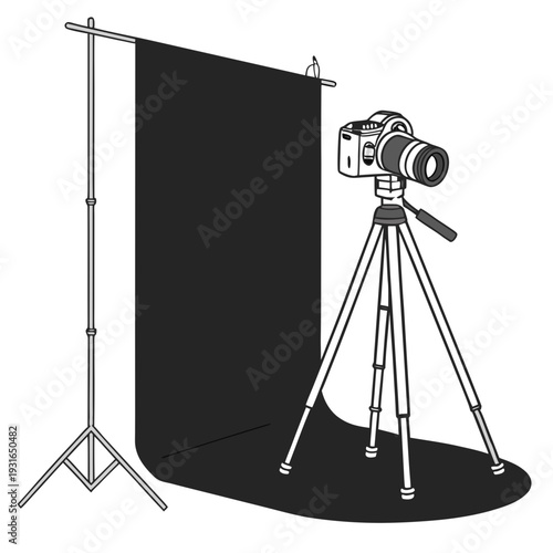 Professional Photography Studio Setup with Camera and Backdrop 3.