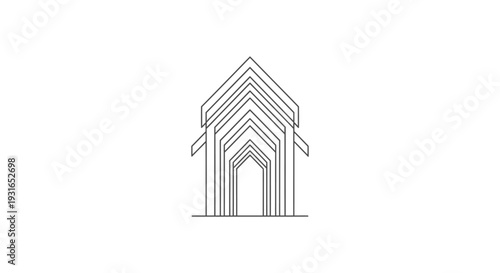 minimalist architectural design of nested geometric houses creating depth and perspective perfect for modern concepts.