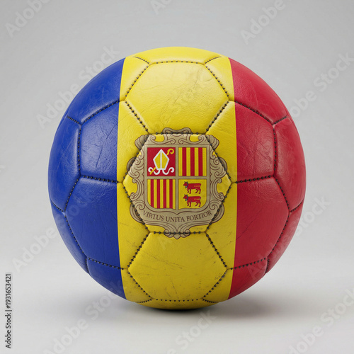 Realistic 3D Rendered Soccer Ball Featuring The Flag of Andorra Sports