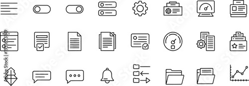 Business Management and Data Analytics Thin Line Icons Set for Web Design