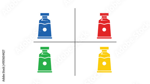 Four colorful traffic signal lights arranged in a two-by-two grid pattern