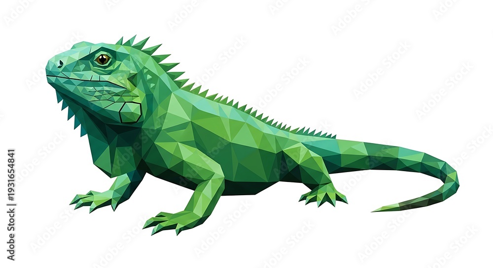 Fototapeta premium Vibrant green iguana in modern polygonal style for design