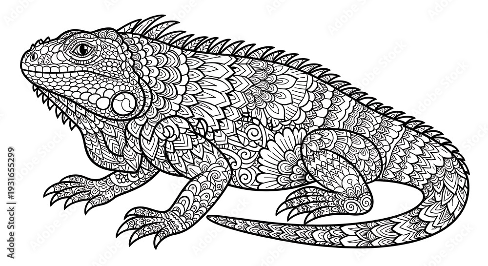 Obraz premium Intricately designed iguana with detailed patterns
