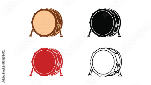 Illustrations of different types of drums with their hardware setups