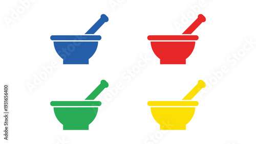Colorful bowls with spoons in different vibrant colors