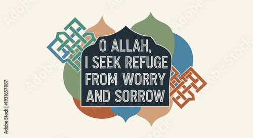 Islamic Quote with Arabic Calligraphy in Vibrant Colors on Geometric Shapes for Spiritual Poster