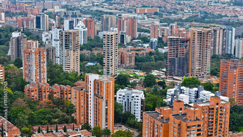 Imagen aérea tomada en la ciudad de Medellín, desde el sector del Poblado.