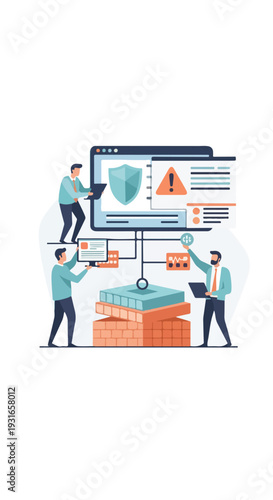 Cybersecurity team managing data protection and network security. IT professionals safeguard digital information, prevent cyber threats, and ensure system integrity.