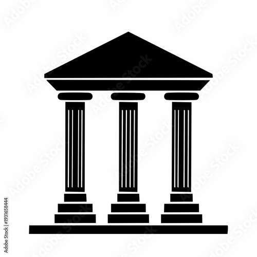 Classic Architecture Silhouette: Iconic Building Facade with Columns Design