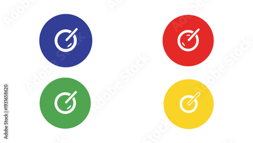 Four circular icons with checkmarks in different colored backgrounds