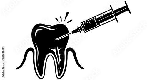 Dental injection being administered into a tooth for medical or therapeutic purposes effectively