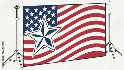 American Flag Backdrop with Lone Star Symbol for Patriotic Events.