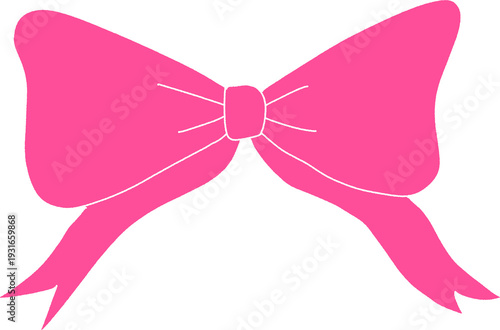 Pink Ribbon Bow Hand Drawn Illustration Decorative Gift Hair Clipart PNG