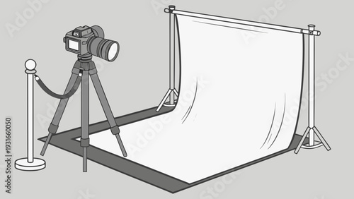 Professional Photography Studio Setup with Camera and Backdrop.