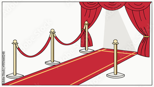 Red Carpet Event with Velvet Ropes and Curtains.