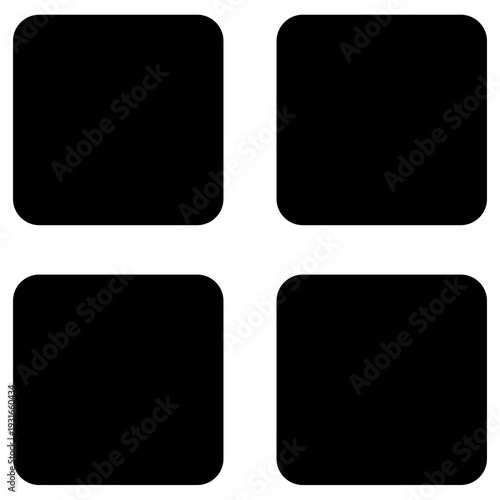 Grid menu icon, four rounded square buttons in a 2x2 layout, minimalist app navigation UI element vector illustration