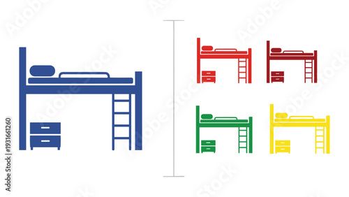 Colorful bunk bed designs with different configurations and features