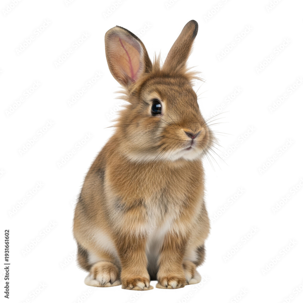 Fototapeta premium Realistic brown rabbit with fluffy fur and long ears isolated on transparent background