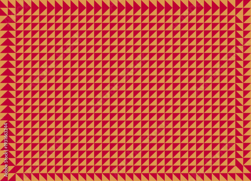 Patrón geométrico de triángulos rojos y amarillos que forman una textura repetitiva y moderna