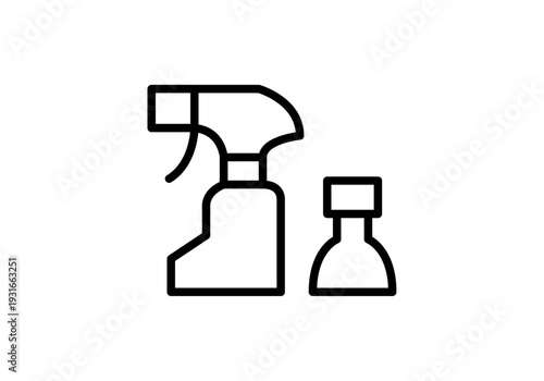 Icono de productos de limpieza con botella de pulverizador y frasco de desinfectante