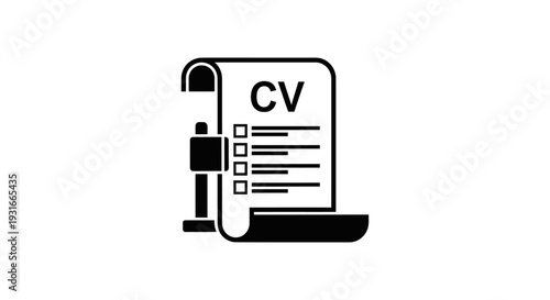 a curriculum vitae cv document with a checklist on a paper holder ideal for illustrating job application and recruitment processes.